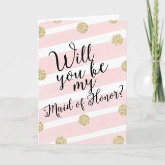 Gold Glitter Will You Be My Maid of Honor? Invitation
