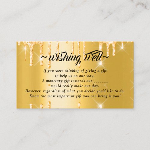 Gold Glitter Wishing Well For Wedding Enclosure Card