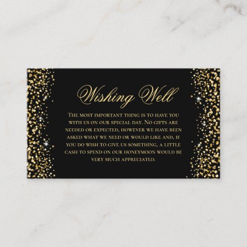 Gold Glitter Wishing Well Wedding Enclosure Card