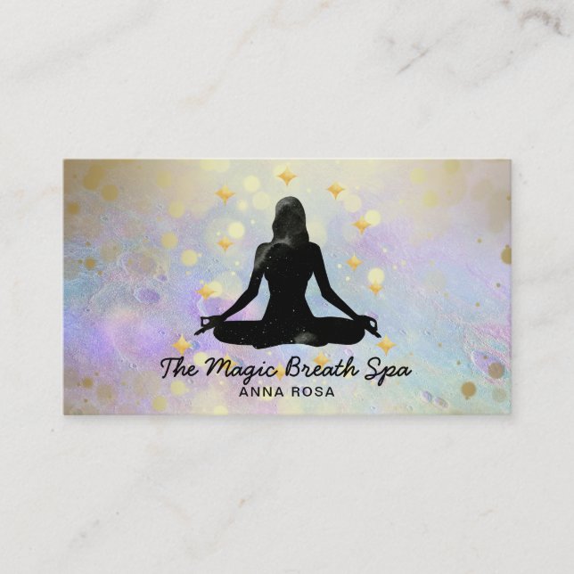 *~ Gold Glitter Woman Yoga Meditation  Mindfulness Business Card (Front)