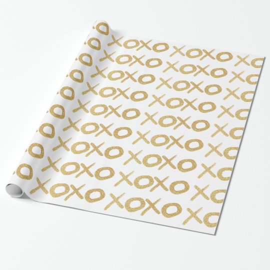 Gold Glitter XOXO Wrapping Paper