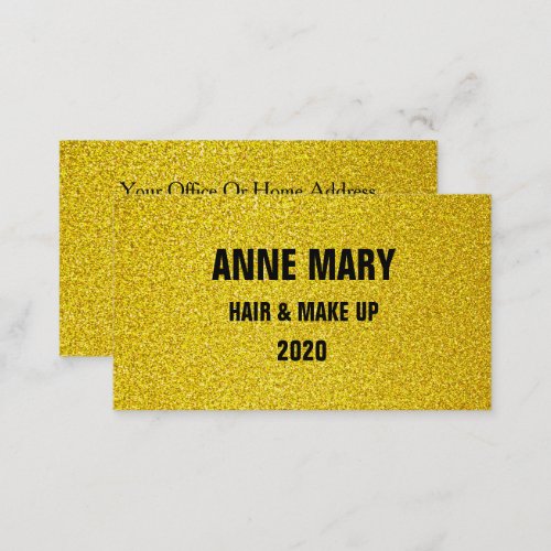 Gold Glitter Yellow Black Hair  Make Up Modern Business Card