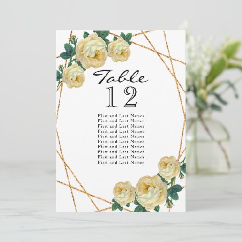Gold Glitter Yellow Floral Geo Table No Seating Announcement