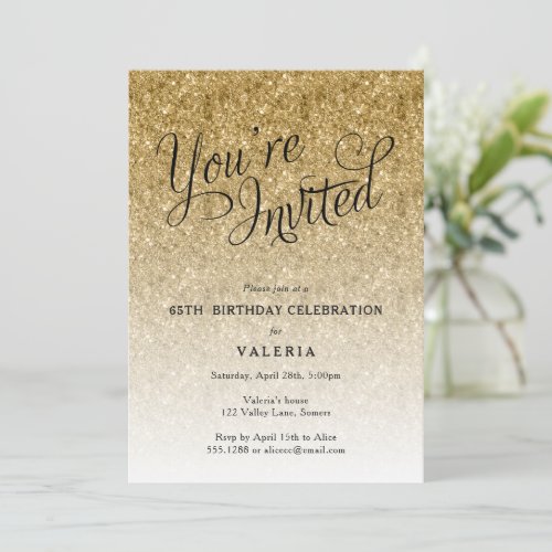 Gold Glitter Youre Invited Party Invitation