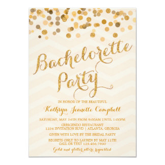 Gold Glittering Confetti Bachelorette Party Invite