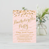Gold Glittering Confetti Bachelorette Party Invite (Standing Front)