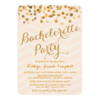 Gold Glittering Confetti Bachelorette Party Invite