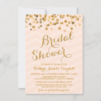 Gold Glittering Confetti Bridal Shower Invite by InvitationBlvd at Zazzle