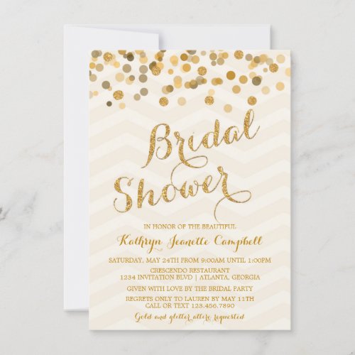 Gold Glittering Confetti Bridal Shower Invite
