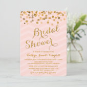 Gold Glittering Confetti Bridal Shower Invite (Standing Front)