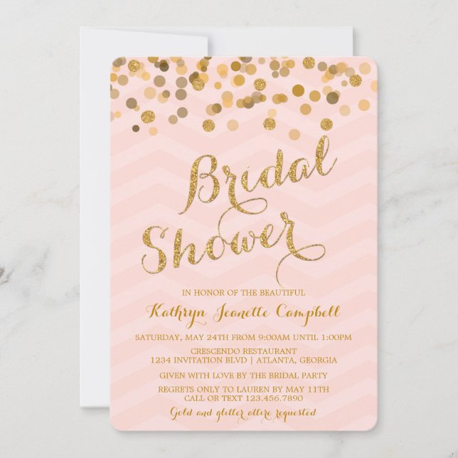 Gold Glittering Confetti Bridal Shower Invite (Front)