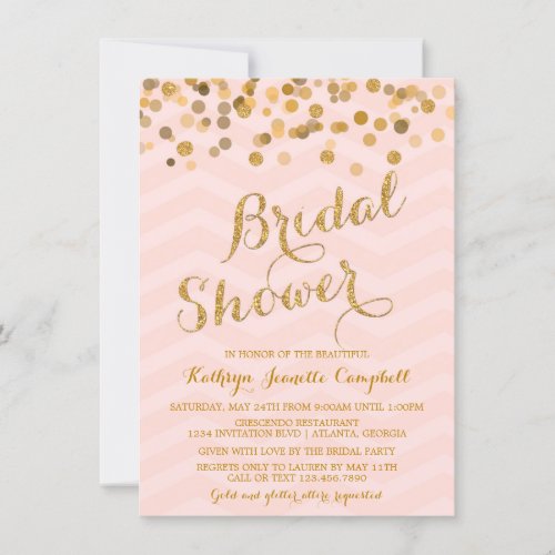 Gold Glittering Confetti Bridal Shower Invite