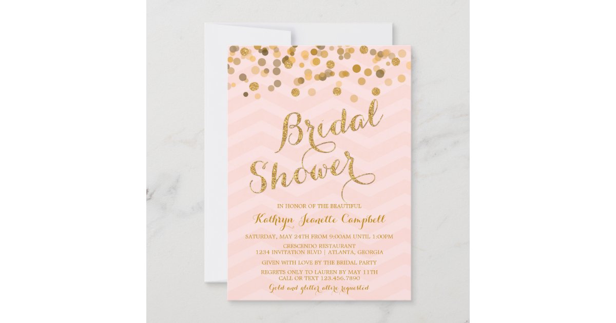 Gold Glittering Confetti Bridal Shower Invite