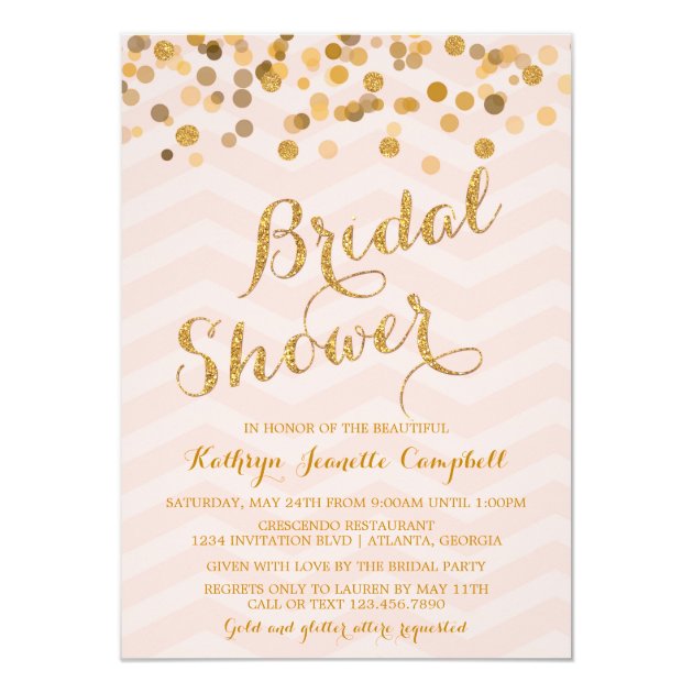 Gold Glittering Confetti Bridal Shower Invite