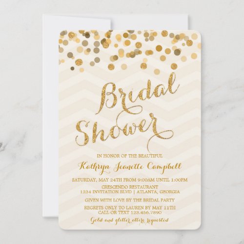 Gold Glittering Confetti Bridal Shower Invite