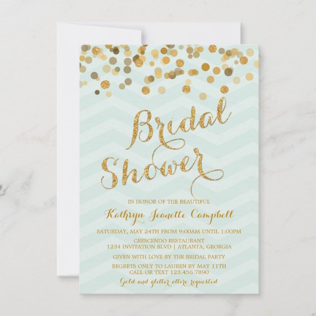 Gold Glittering Confetti Bridal Shower Invite (Front)