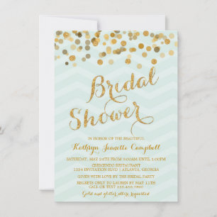Gold Glittering Confetti Bridal Shower Invite