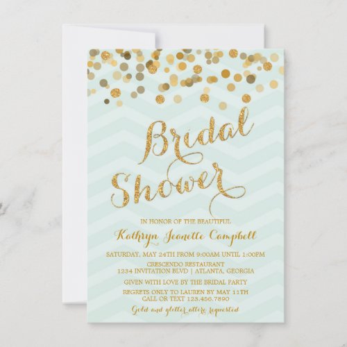 Gold Glittering Confetti Bridal Shower Invite