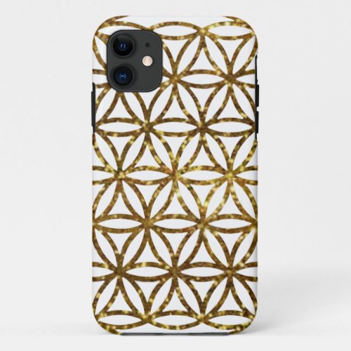 Gold glittering sparkle flower of life iPhone 11 case