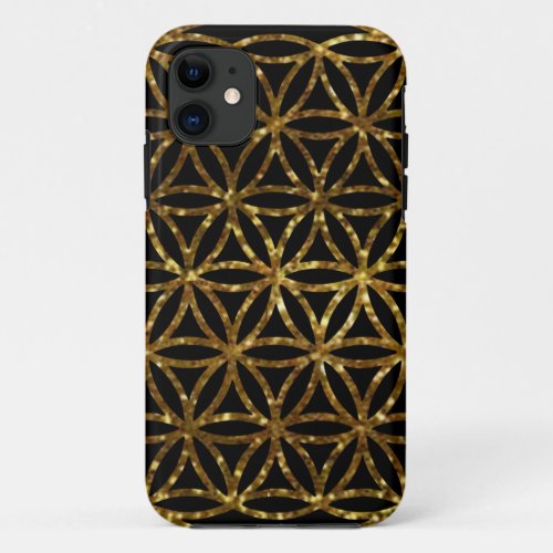 Gold glittering sparkle flower of life iPhone 11 case