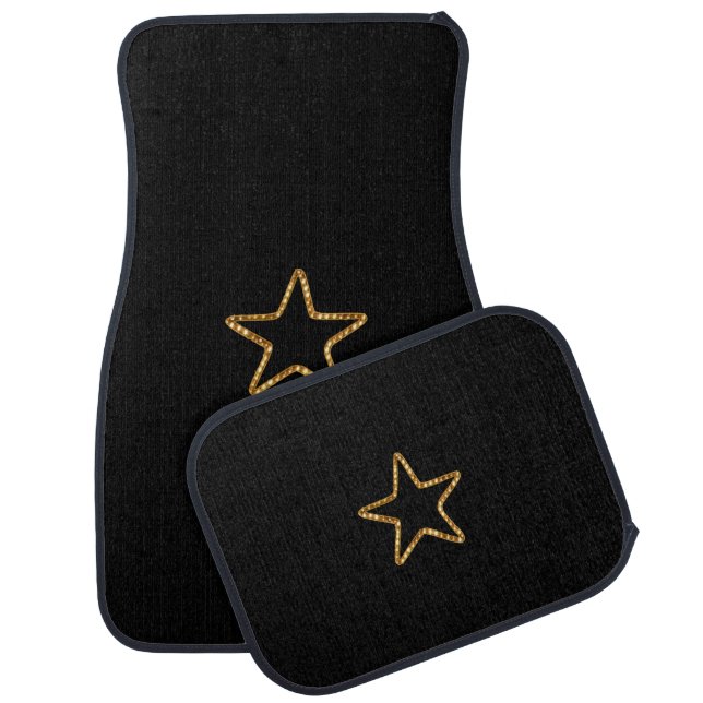 Gold Glittering Star Car Floor Mat (Set)