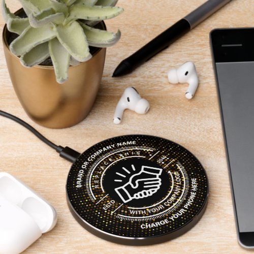 Gold Glitters Dark Back Stylish Modern Minimalist  Wireless Charger