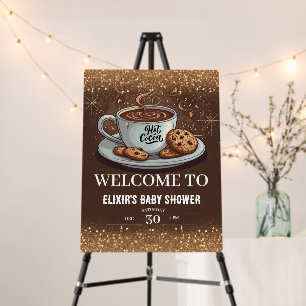 Gold Glitters Hot Chocolate Winter Baby Shower Foam Board