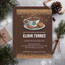 Gold Glitters Hot Chocolate Winter Baby Shower Invitation