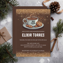 Gold Glitters Hot Chocolate Winter Baby Shower Invitation