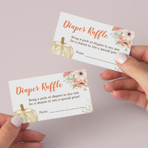 Gold Glitters Pumpkin Baby Shower Diaper Raffle
