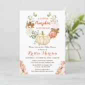 Gold Glitters Pumpkin Floral Fall Baby Shower Invitation (Standing Front)