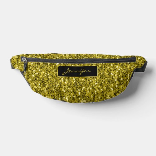 Gold glitters sparkles black Custom name Fanny Pack