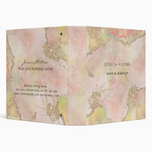 Gold glittery abstract pastel watercolor wash 3 ring binder