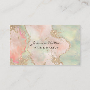Gold glittery abstract pastel watercolor wash business card