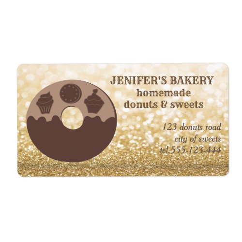 Gold glittery Chocolate donuts cupcakes  cookie Label