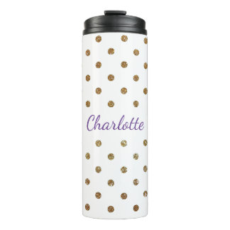 Gold Glittery Dots Custom Thermal Tumbler