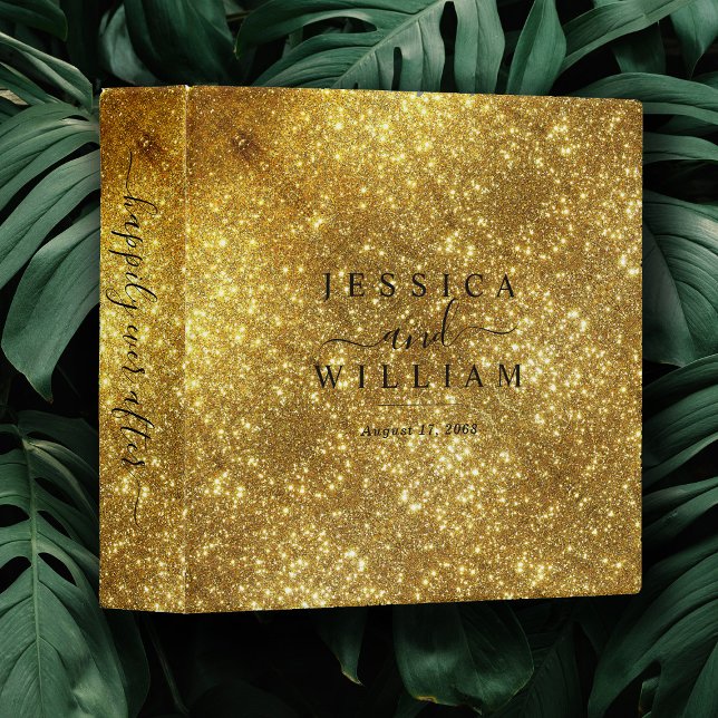Gold Glittery Elegant Wedding Photo Album 3 Ring Binder (Creator Uploaded)
