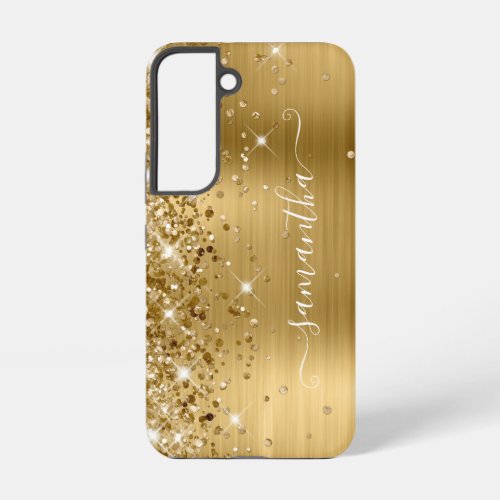 Gold Glittery Foil Girly Signature Samsung Galaxy S22 Case