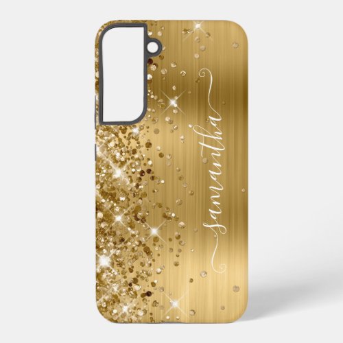 Gold Glittery Foil Girly Signature Samsung Galaxy S22 Case