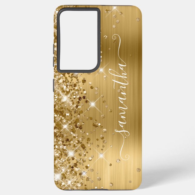 Gold Glittery Foil Girly Signature Samsung Galaxy Case (Back)