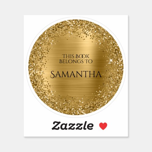 Gold Glittery Foil This Book Belongs To Circle Sticker