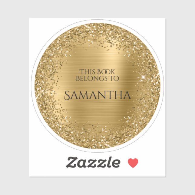Gold Glittery Foil This Book Belongs To Circle Sticker (Sheet)
