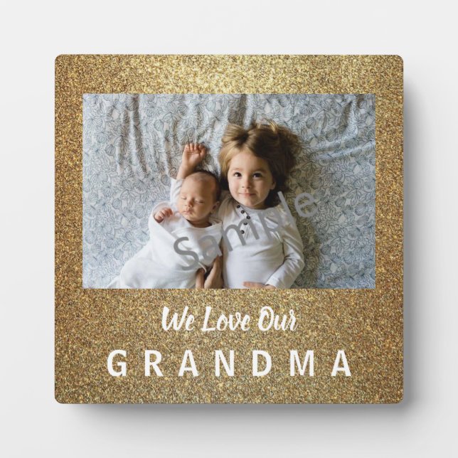 Gold Glittery Love Grandma Plaque (Front)