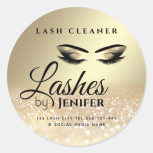Gold glittery makeup lash extension lash cleaner c classic round sticker