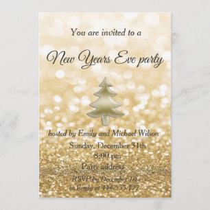 Gold Glittery New Years eve party Invitation