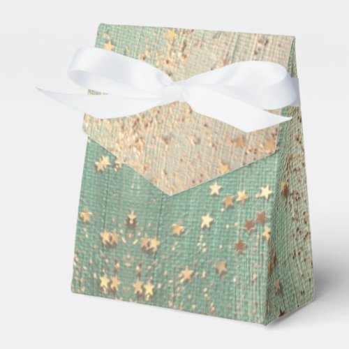 Gold Glittery Stardust on Sea Green Favor Boxes