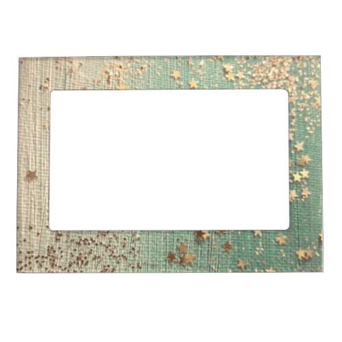 Gold Glittery Stardust on Sea Green Magnetic Frame