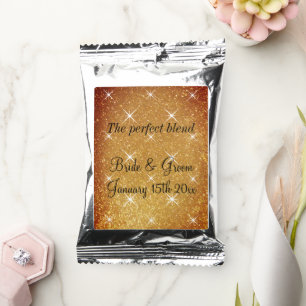 Gold glittery wedding coffee drink mix with slogan