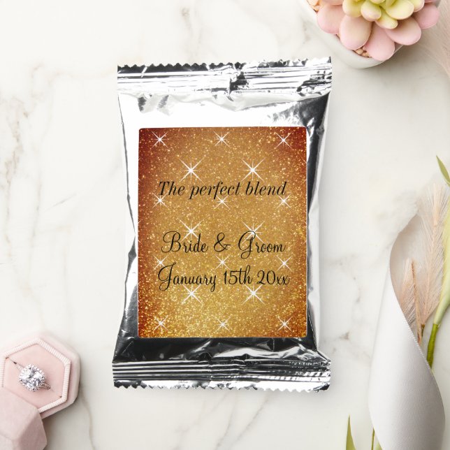 Gold glittery wedding coffee drink mix with slogan (Wedding)