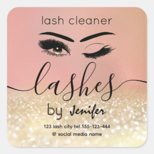 Gold glittery wink lash extension lash square sticker